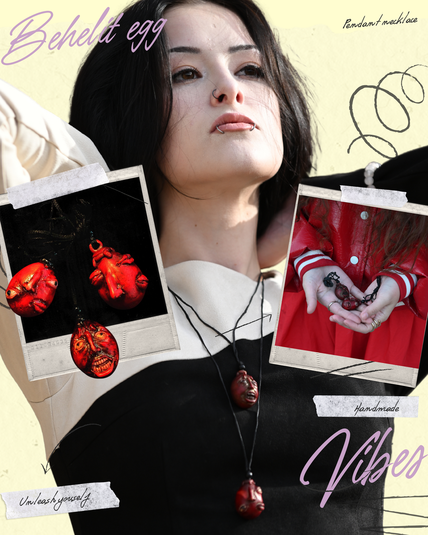 Behelit egg pendant necklace