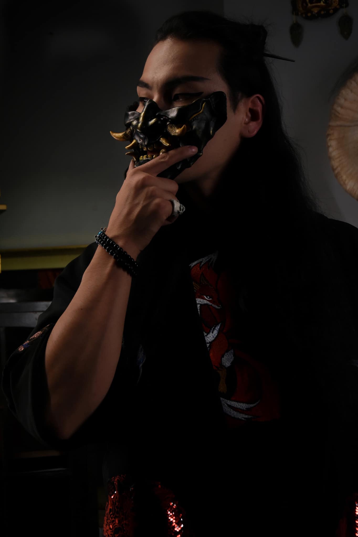 Oni Half-Face Japanese Samurai Mask