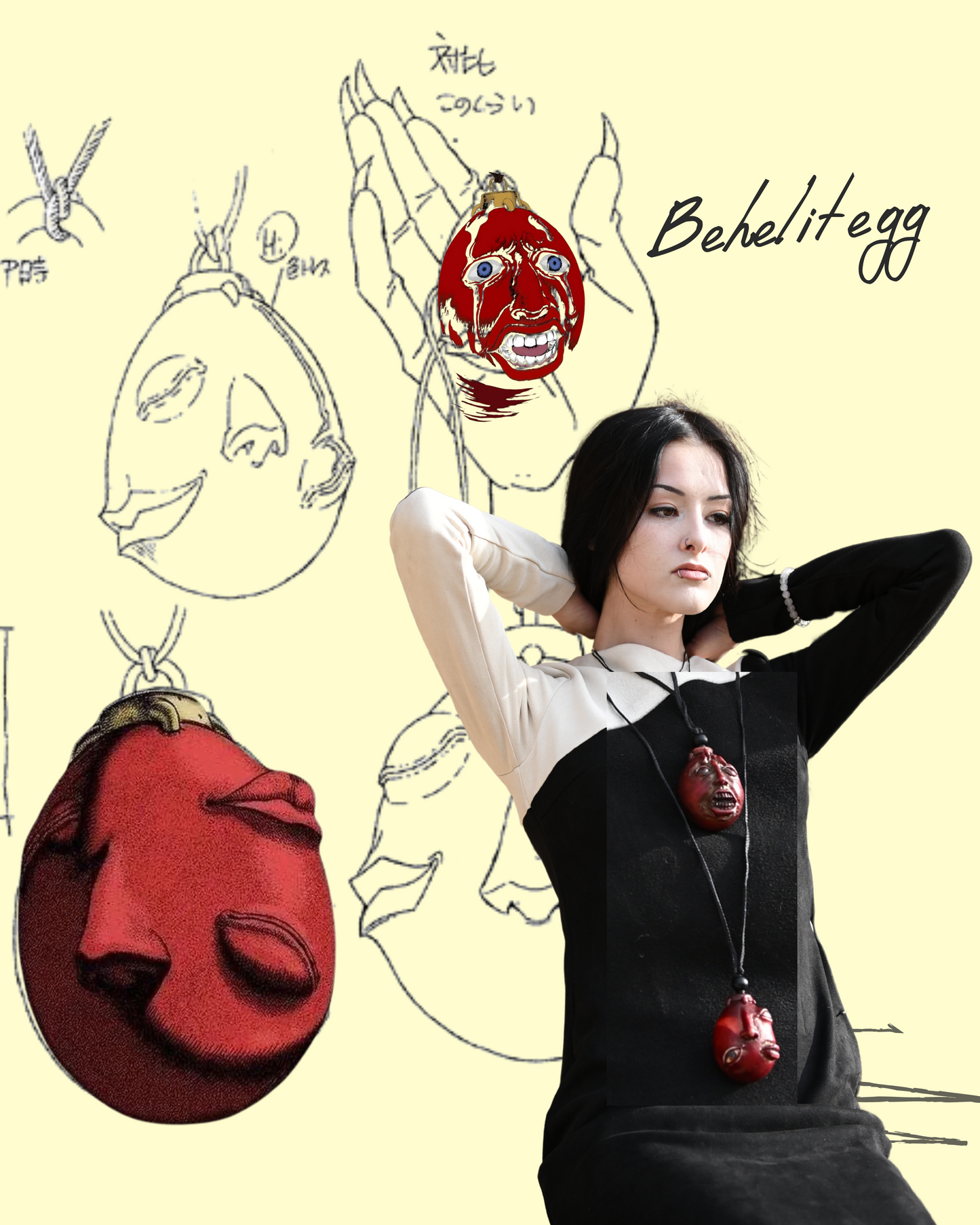 Behelit egg pendant necklace