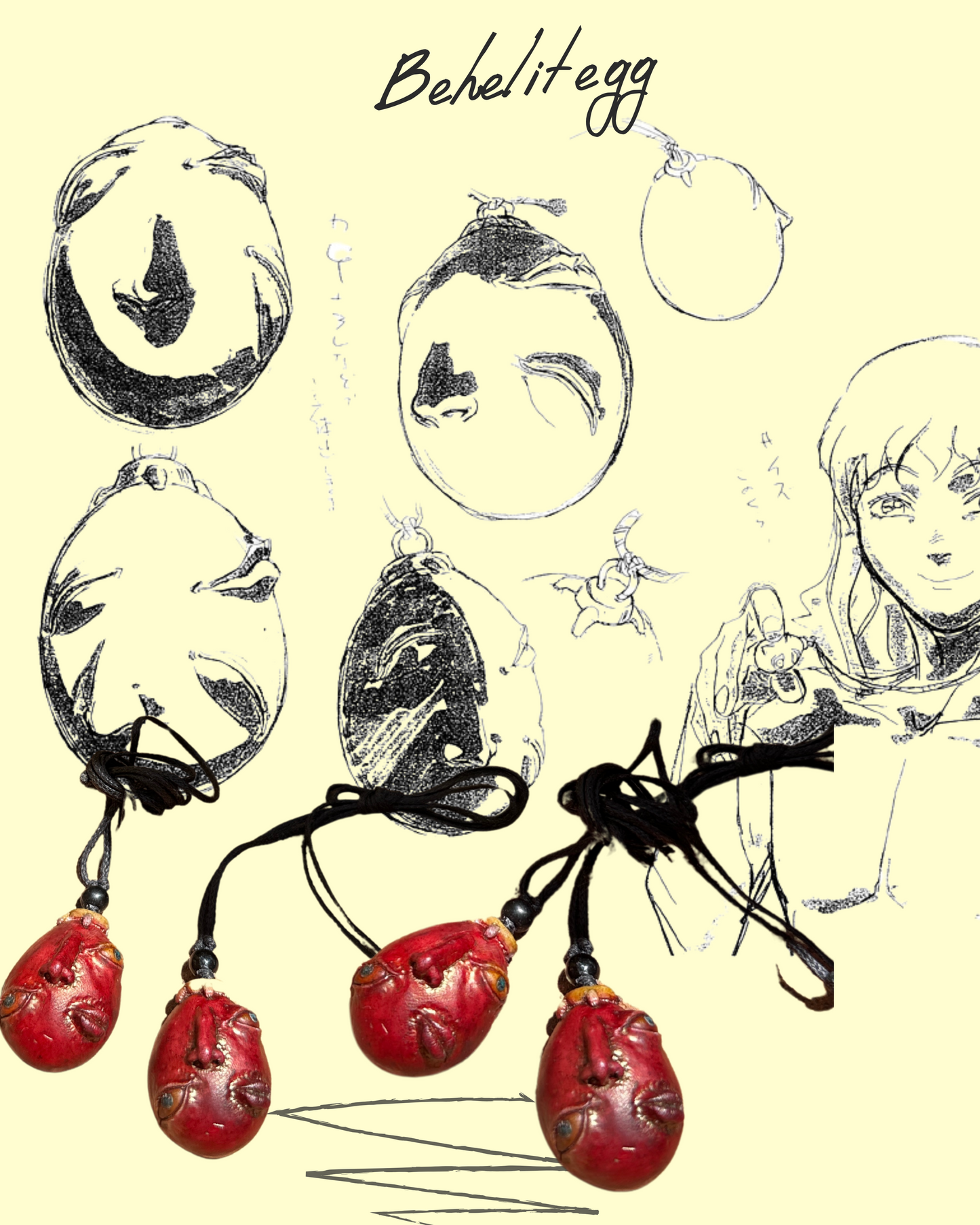 Behelit egg pendant necklace