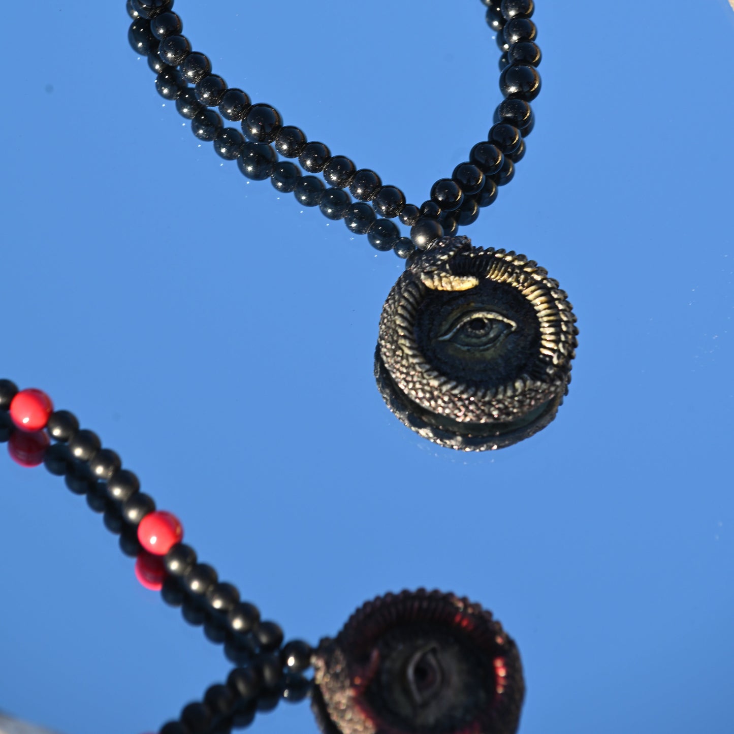 Viking Ouroboros Snake with all seeing eye Pendant Necklace – Eternal Cycle