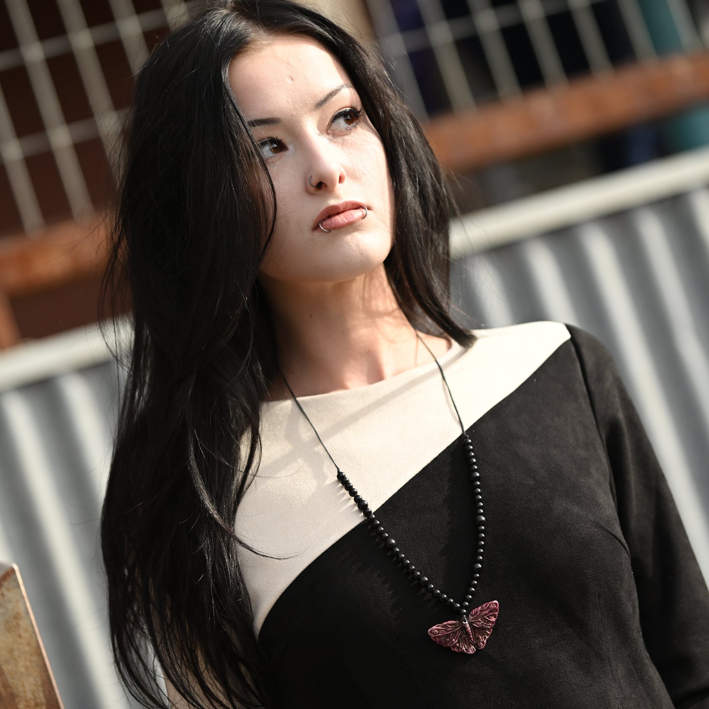 Brass Butterfly Pendant Necklace