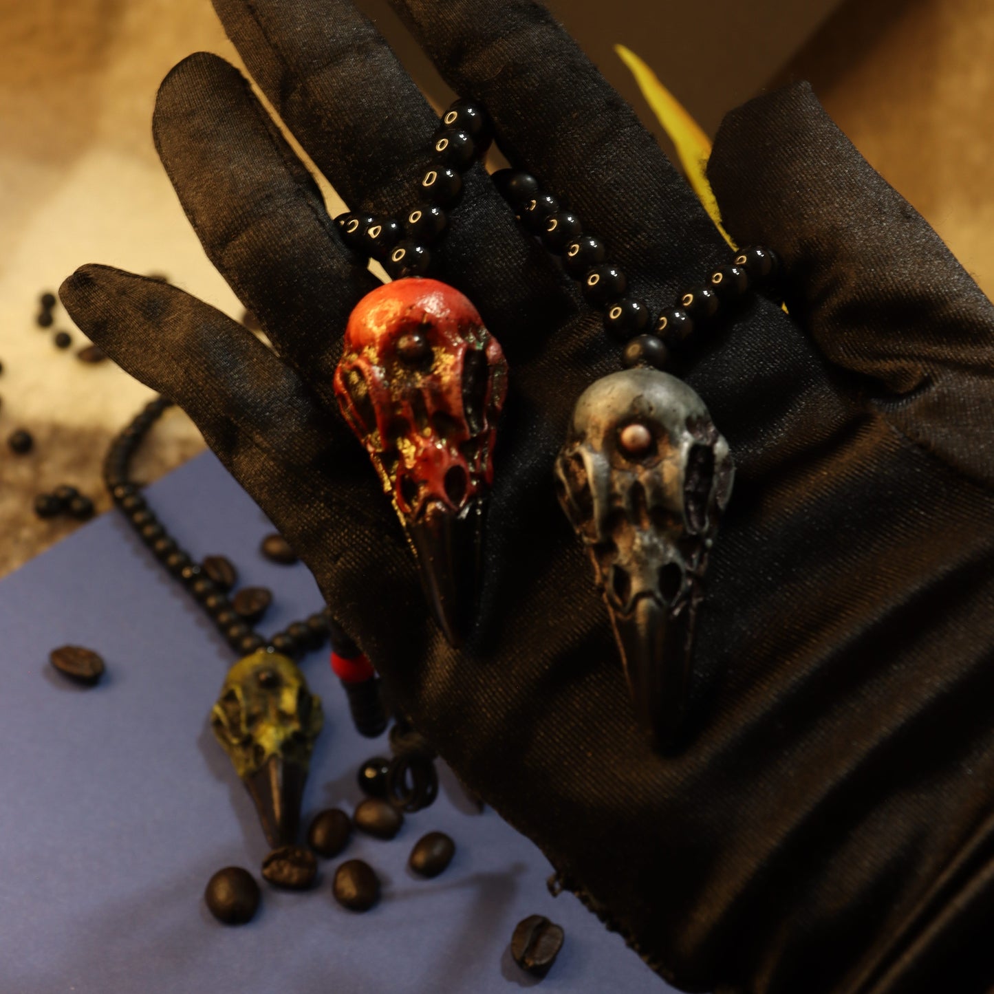 Viking Raven Skull Pendant Necklace