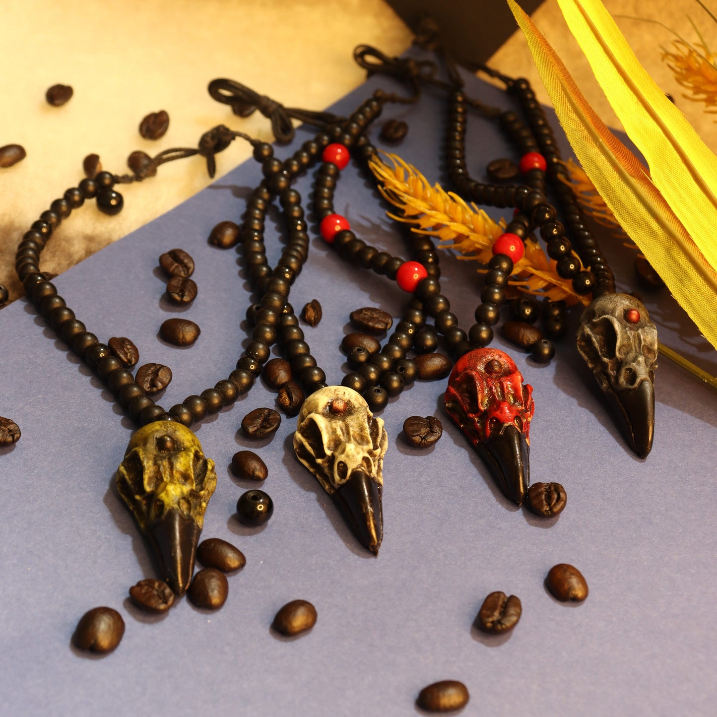 Viking Raven Skull Pendant Necklace