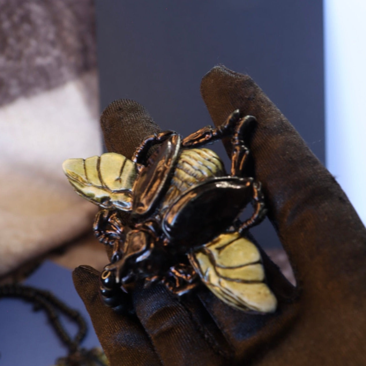 Egyptian Beetle Pendant Necklace