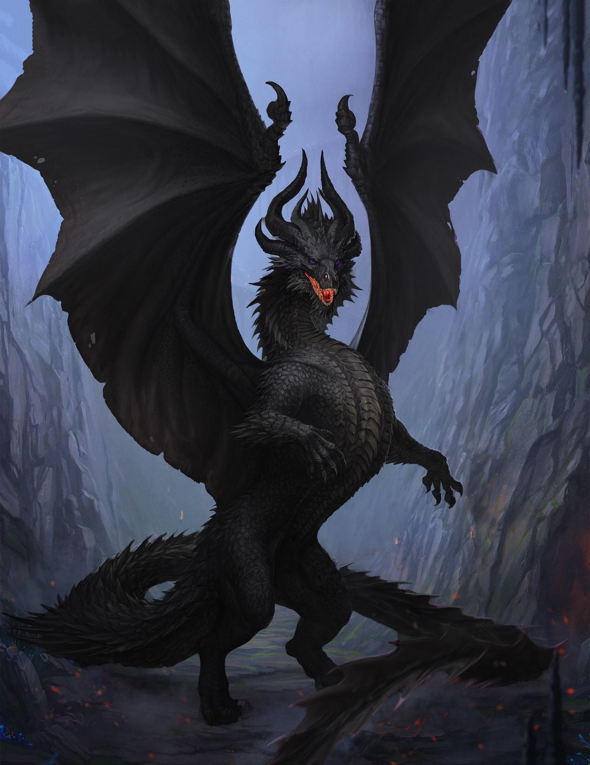 Black Dragon Pendant Necklace – Power