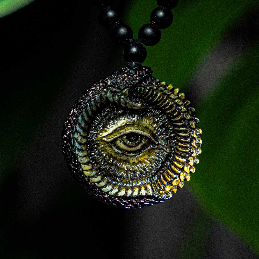 Viking Ouroboros Snake with all seeing eye Pendant Necklace – Eternal Cycle