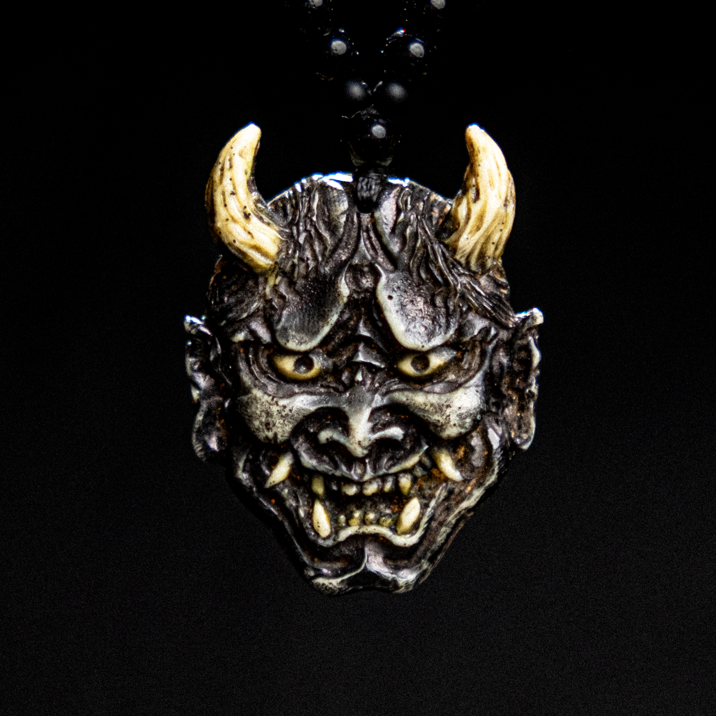 Japanese Oni Demon Hannya Mask Pendant Necklace
