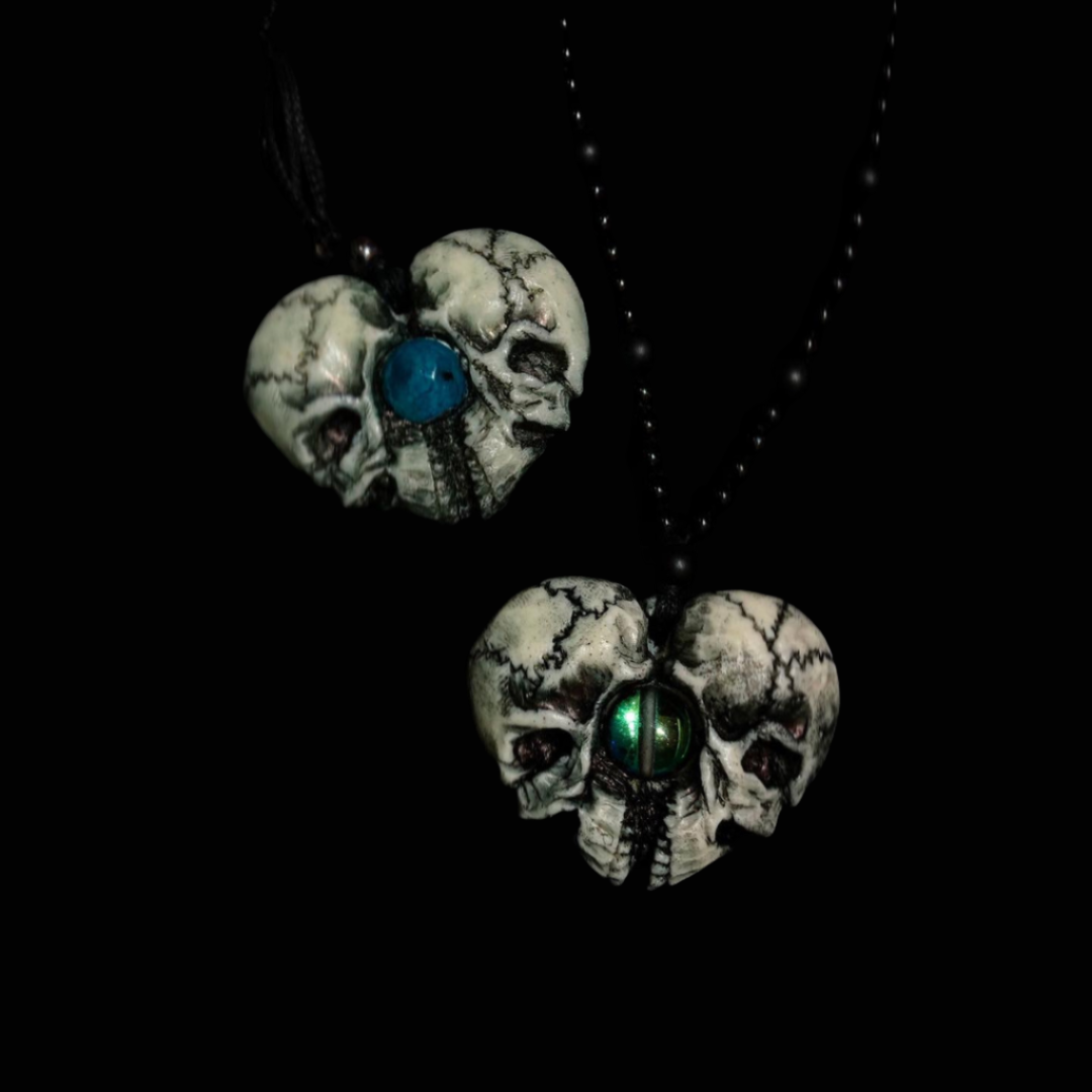 Eternal Bond: Couple Skeleton Pendant Necklace