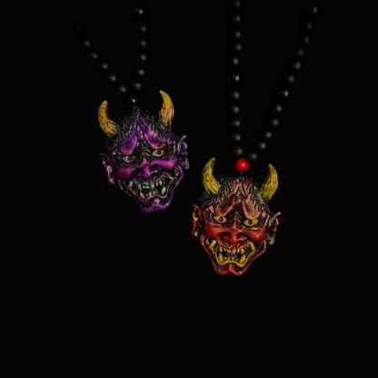 Japanese Oni Demon Hannya Mask Pendant Necklace