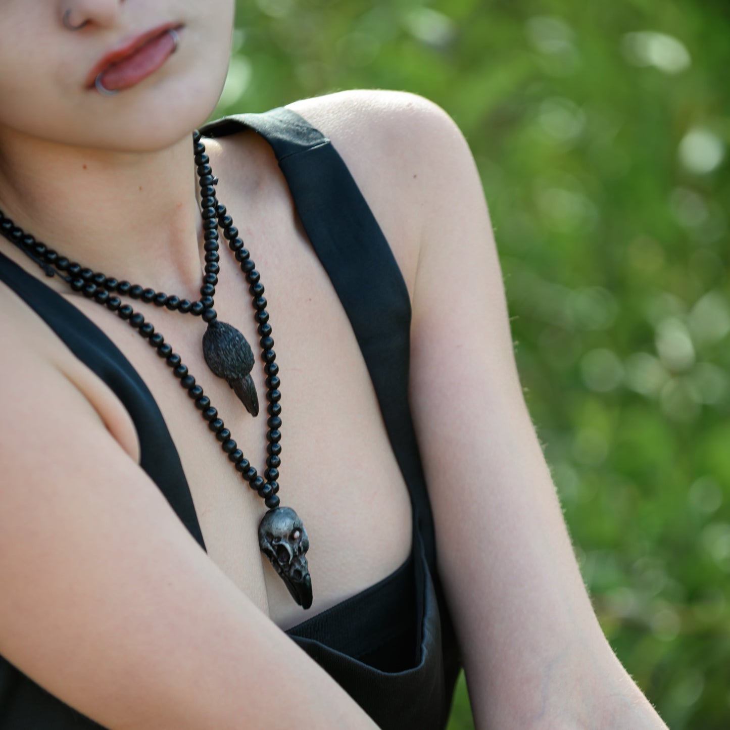 Viking Raven Skull Pendant Necklace