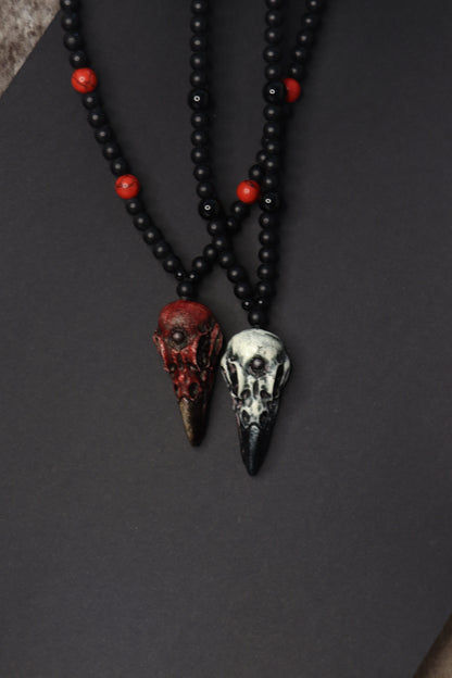 Viking Raven Skull Pendant Necklace