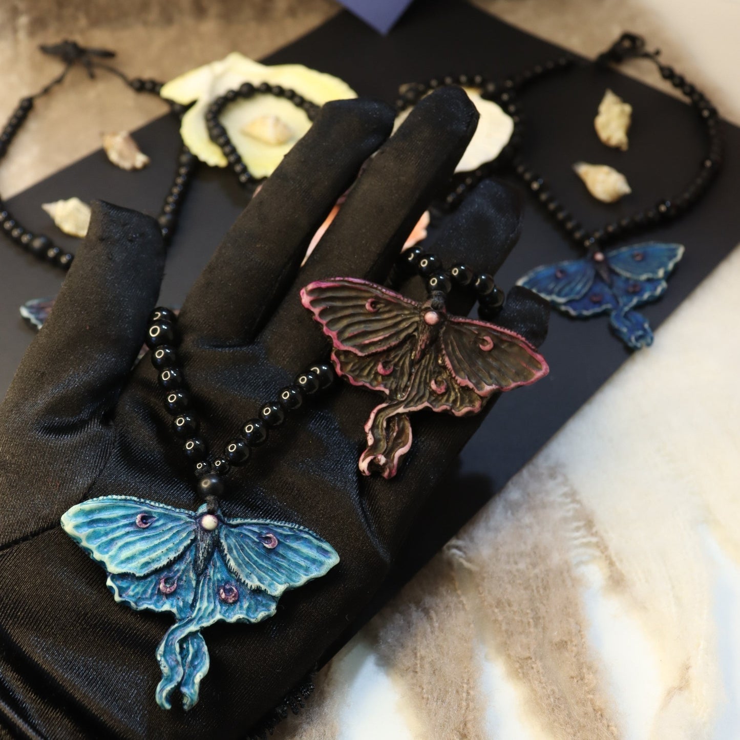 Luminous Luna Moth Pendant Necklace